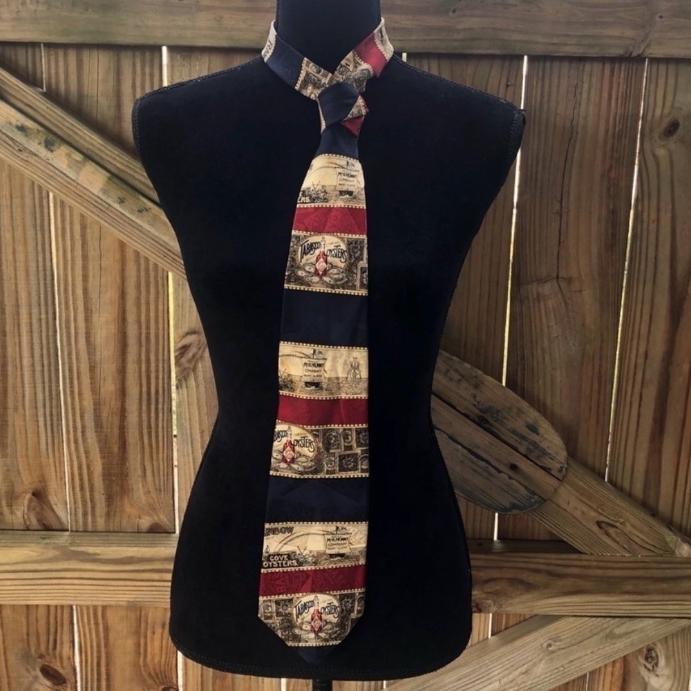 Tabasco & Cove Oysters Blue & Red Silk Necktie